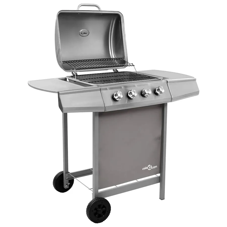 Barbecue gril à gaz avec 4 brûleurs argenté - 4
