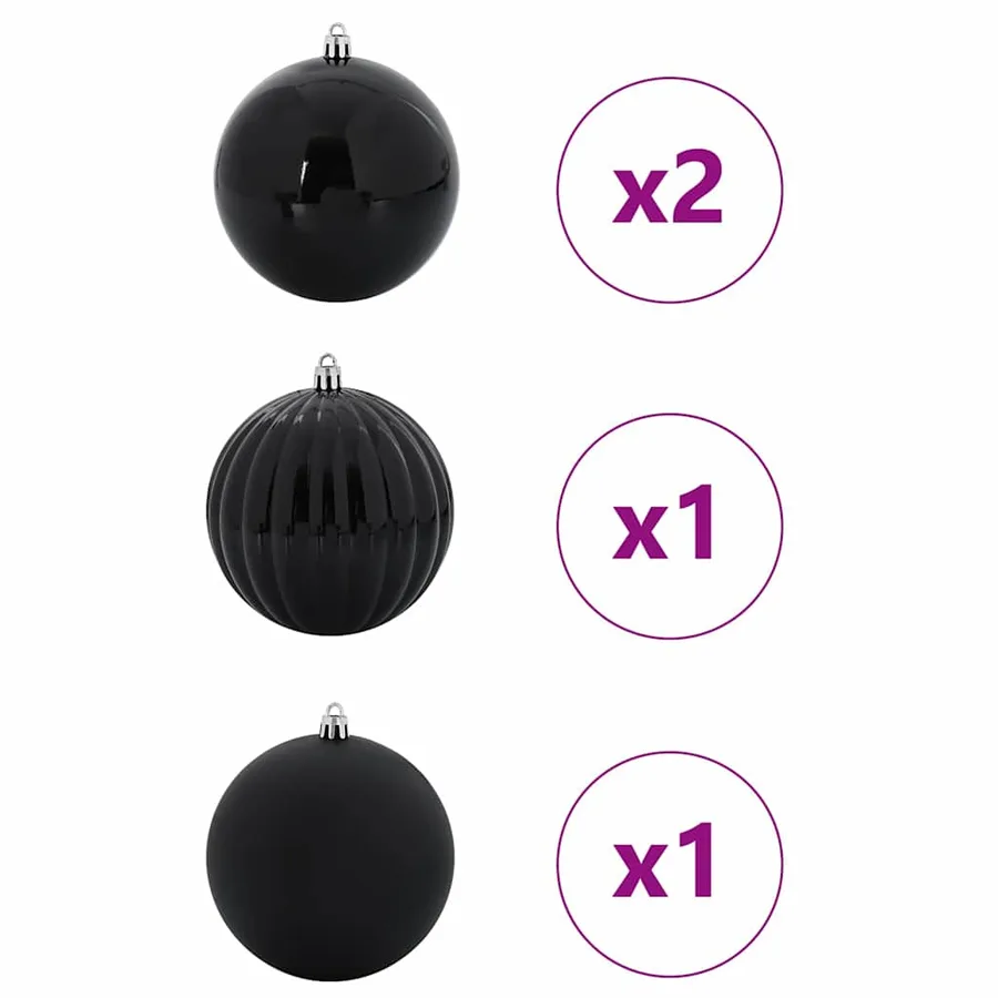 Ensemble de Boules de Noël XXL 4 pcs Noir Ø 20 cm Plastique LED - 3