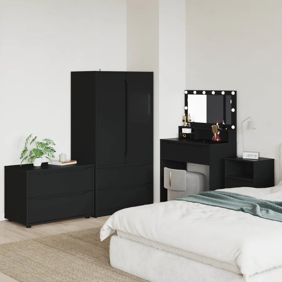 Armoire de rangement Noir 80 x 48 x 57 cm Bois d'ingénierie