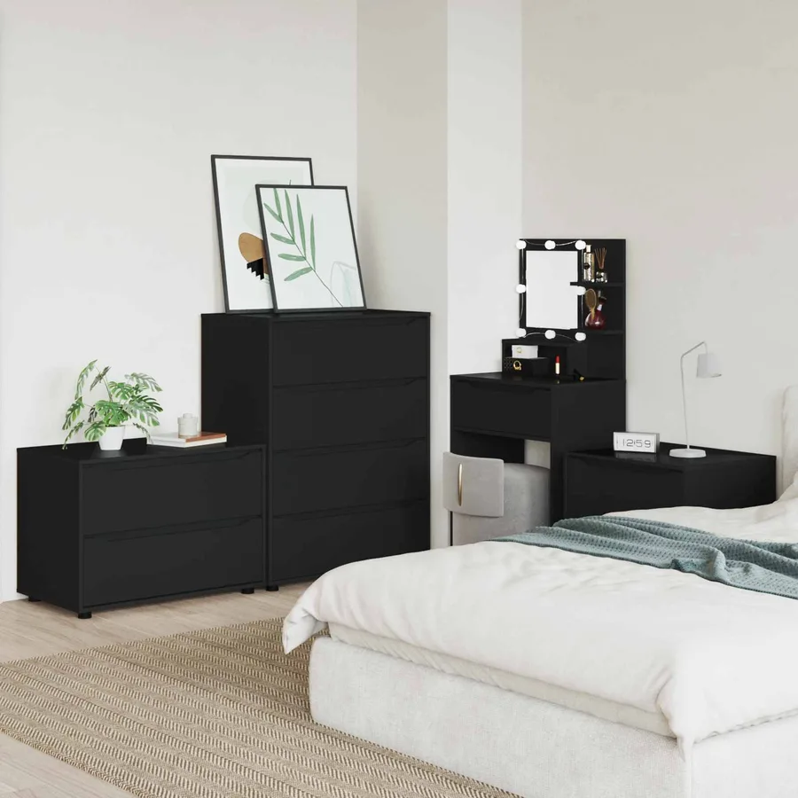 Armoire de rangement Noir 80 x 48 x 57 cm Bois d'ingénierie - 4