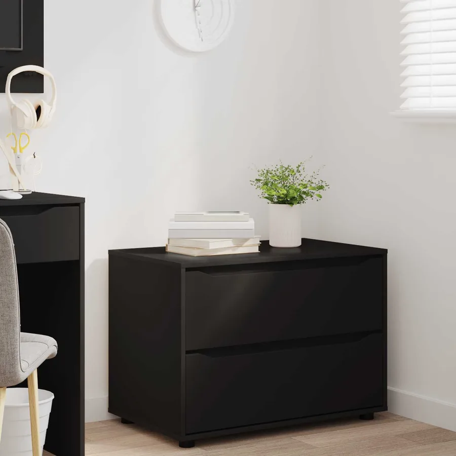 Armoire de rangement Noir 80 x 48 x 57 cm Bois d'ingénierie - 5