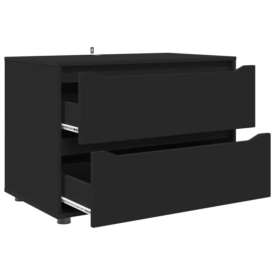 Armoire de rangement Noir 80 x 48 x 57 cm Bois d'ingénierie - 7