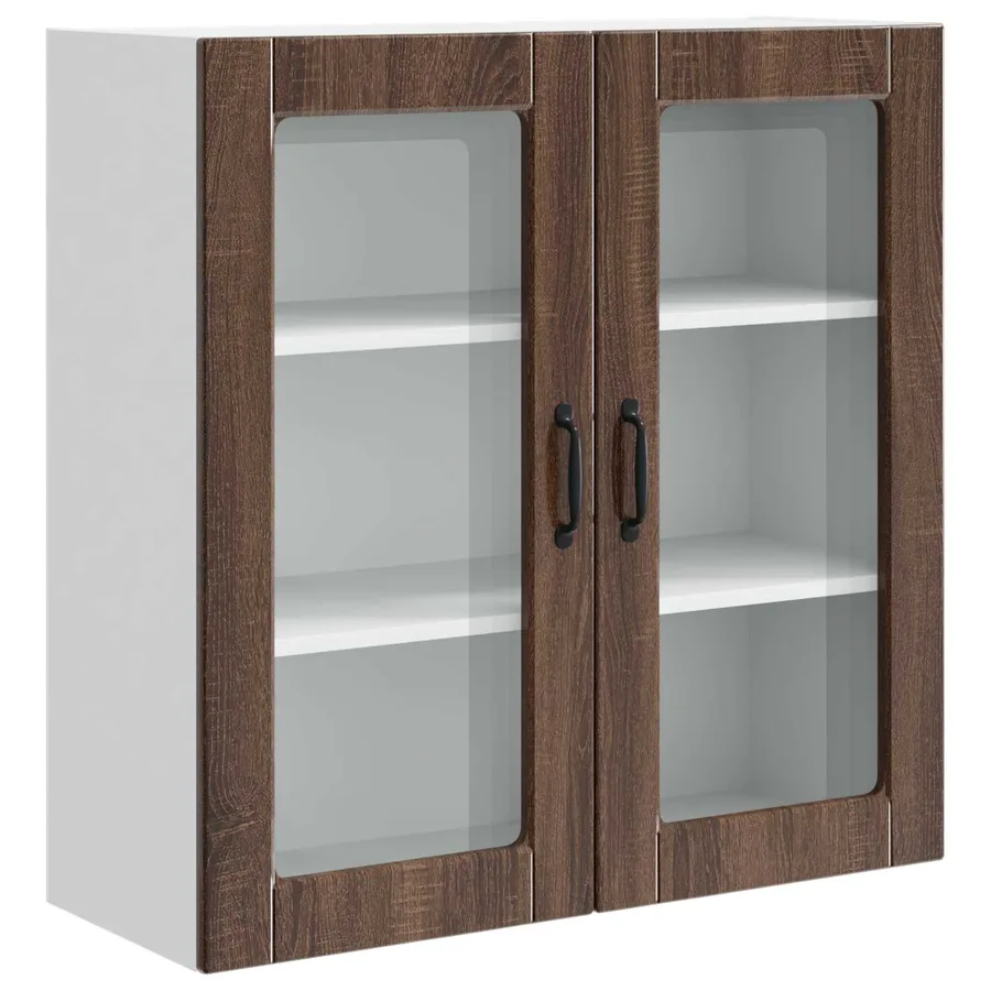Cabinet en verre mural PORTO Chêne brun 80 x 31 x 80 cm - 2