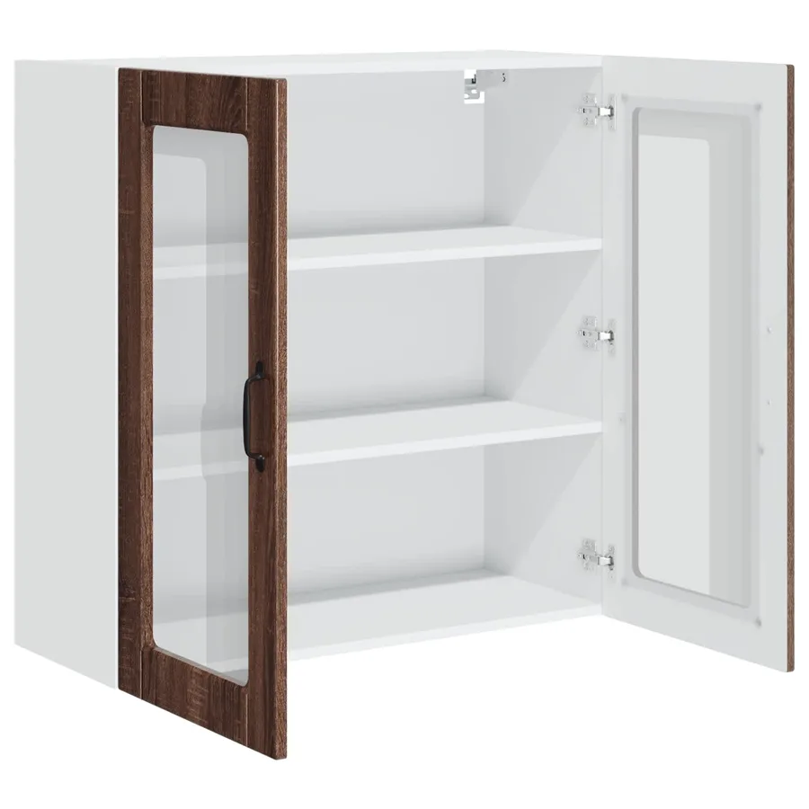 Cabinet en verre mural PORTO Chêne brun 80 x 31 x 80 cm - 5
