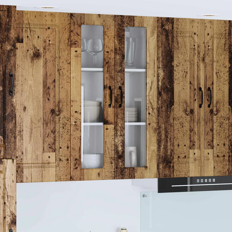 Cabinet en verre mural PORTO Bois ancien 60 x 31 x 100 cm