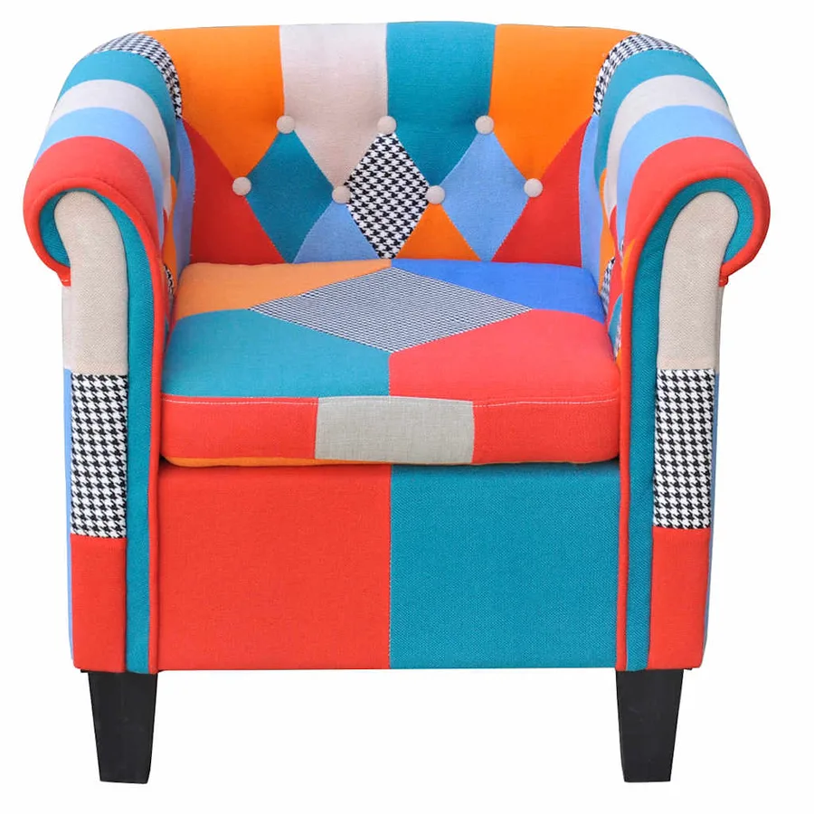 Fauteuil avec design de patchwork Tissu - 2