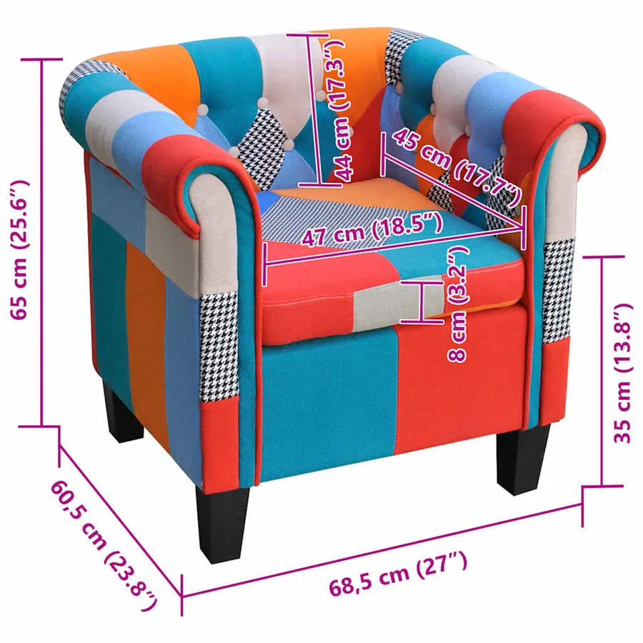 Fauteuil avec design de patchwork Tissu - 5