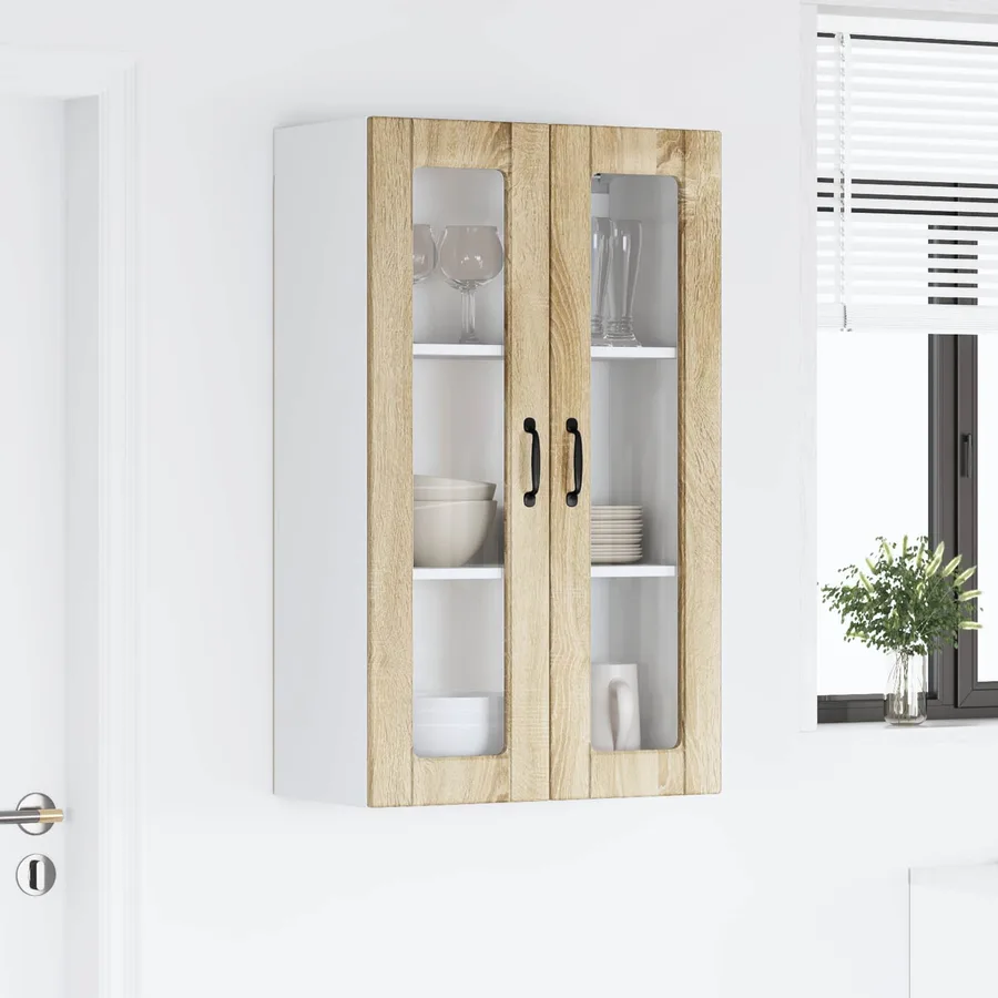 Cabinet en verre mural PORTO Chêne Sonoma 60 x 31 x 100 cm - 4