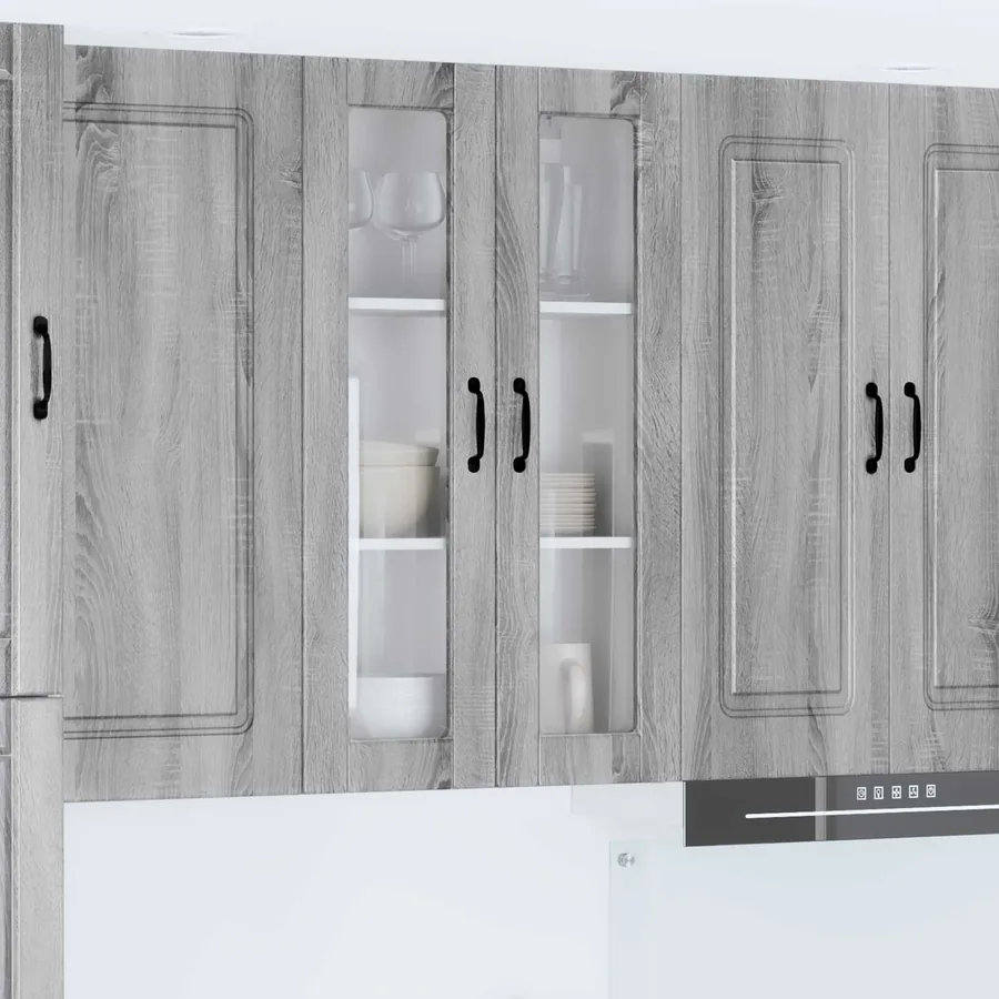 Cabinet en verre mural PORTO Gris Sonoma 60 x 31 x 100 cm