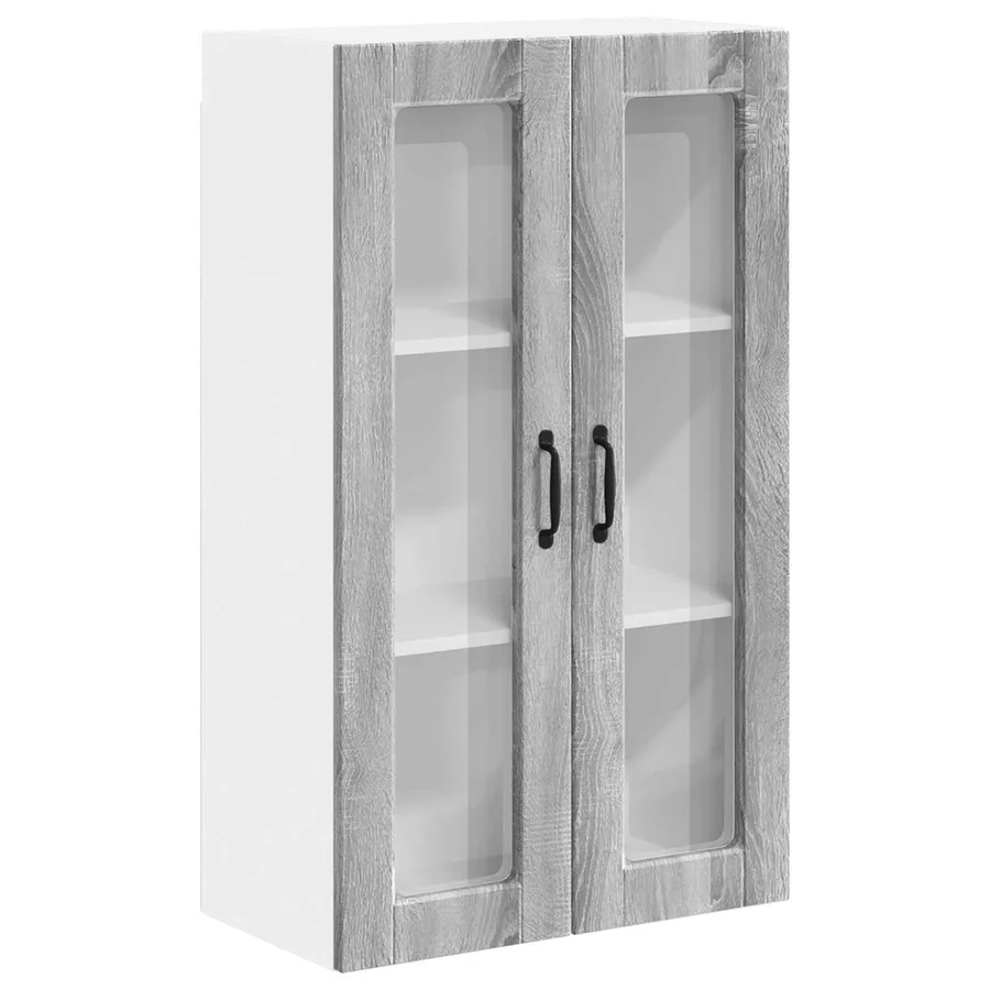 Cabinet en verre mural PORTO Gris Sonoma 60 x 31 x 100 cm - 2