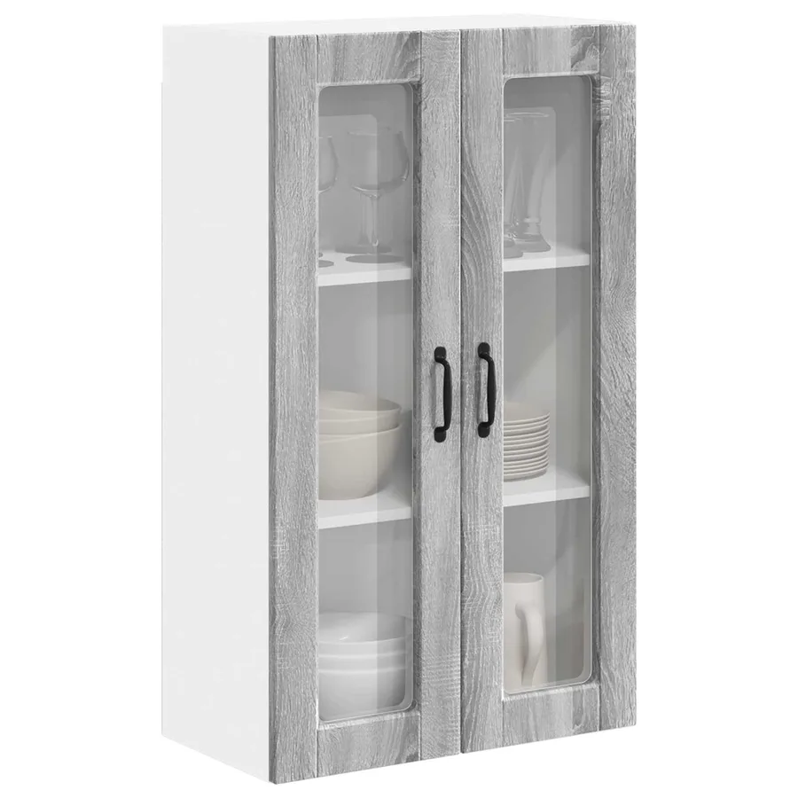 Cabinet en verre mural PORTO Gris Sonoma 60 x 31 x 100 cm - 3