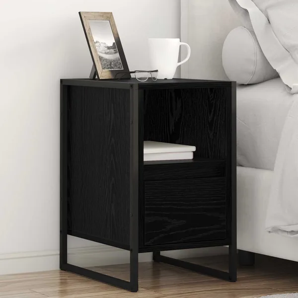 Table de chevet avec tiroir 2 pcs Chêne noir 39,5 x 30 x 50 cm