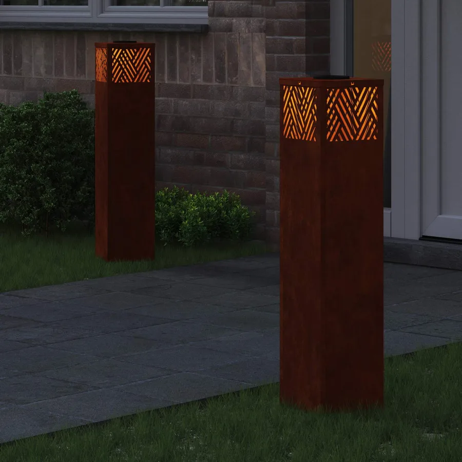 Lumière de chemin LED solaire 2 pcs Blanc chaud 18 x 18 x 80 cm - 3