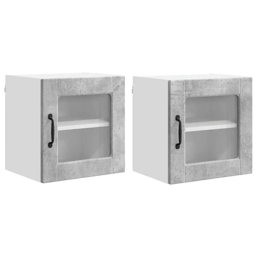 Cabinet en verre mural PORTO 2 pcs Gris béton 40 x 31 x 40 cm - 2