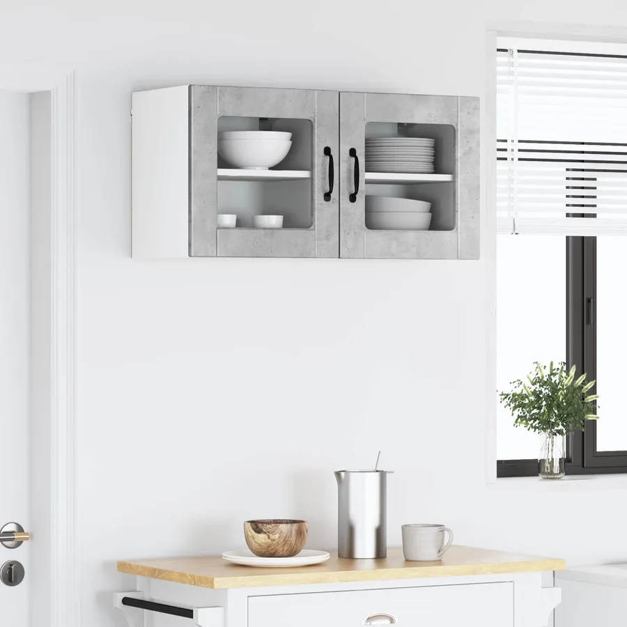 Cabinet en verre mural PORTO 2 pcs Gris béton 40 x 31 x 40 cm - 4