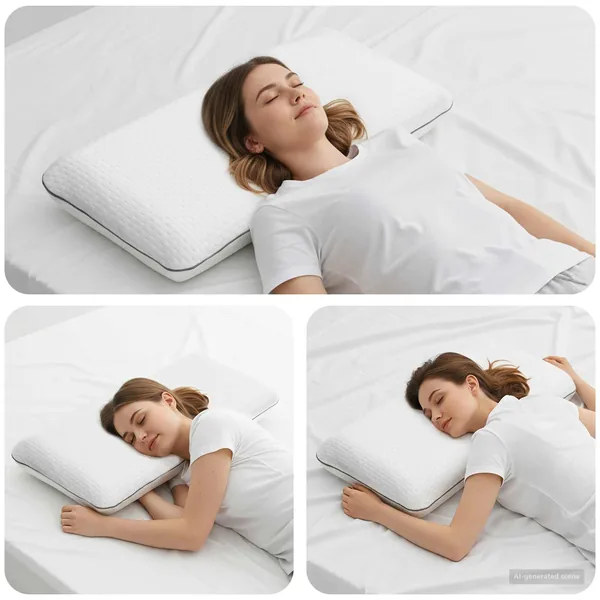 Coussin de sommeil Uni Blanc 80 x 40 x 12 cm Mousse de Gel