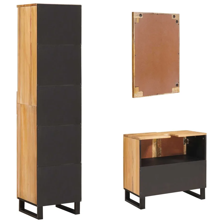 Ensembles de salle de bain 3 pcs Naturel Bois de mangue massif - 7