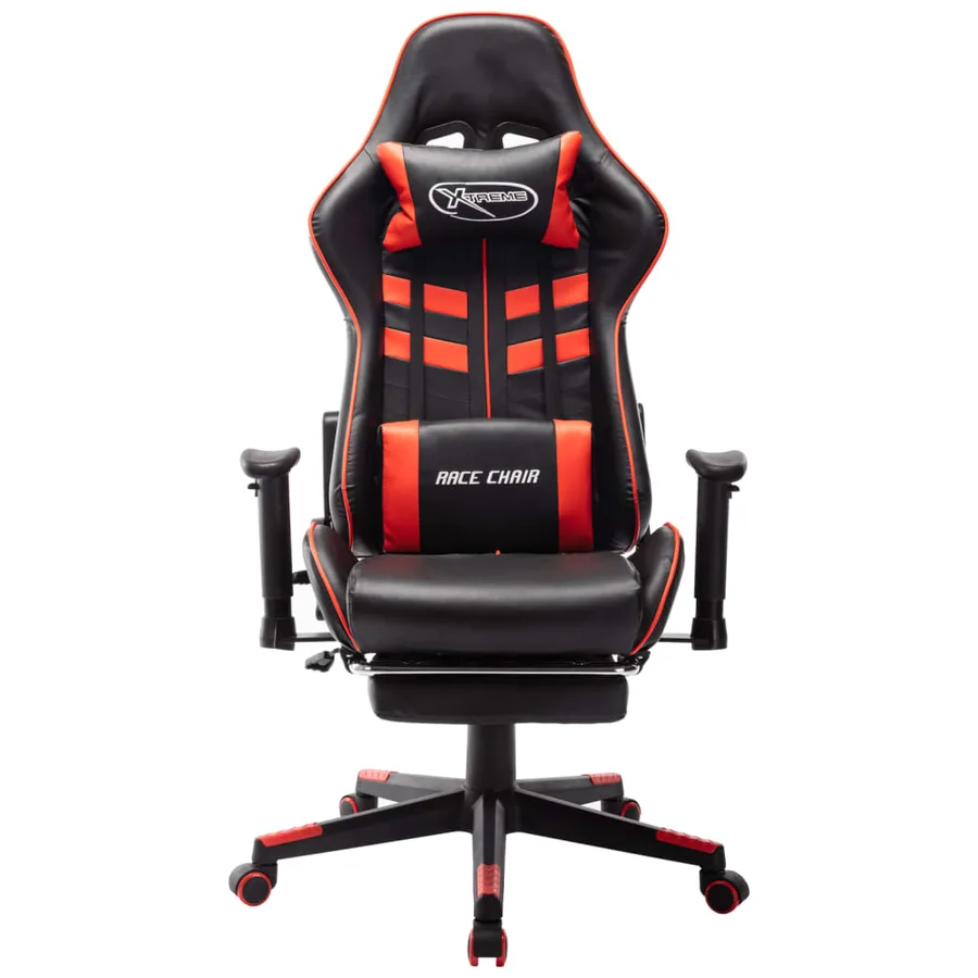 Chaise de jeu avec repose-pied Noir et rouge Cuir artificiel - 2