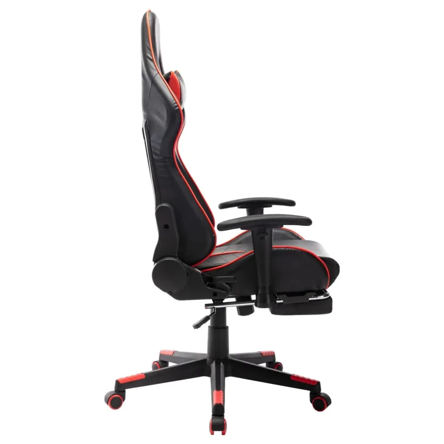 Chaise de jeu avec repose-pied Noir et rouge Cuir artificiel - 3
