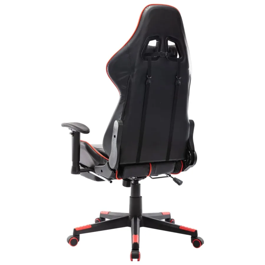 Chaise de jeu avec repose-pied Noir et rouge Cuir artificiel - 4