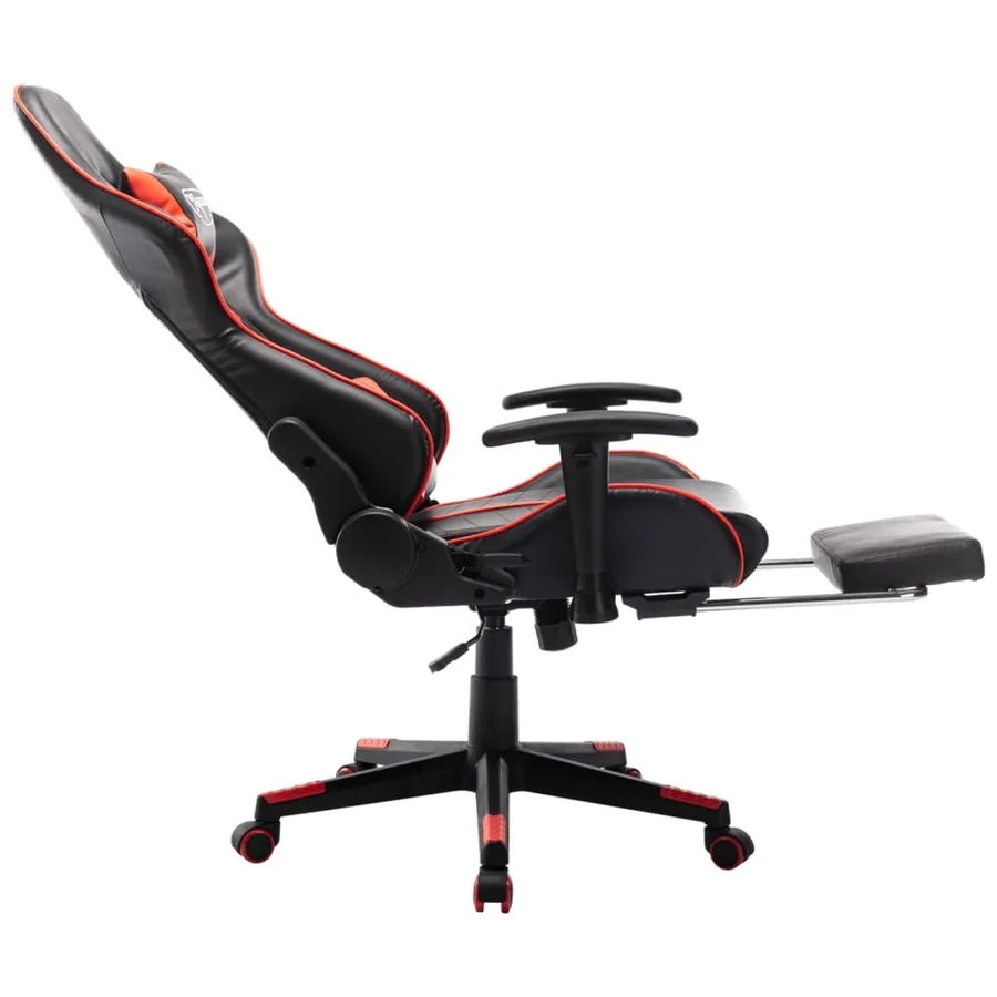 Chaise de jeu avec repose-pied Noir et rouge Cuir artificiel - 5