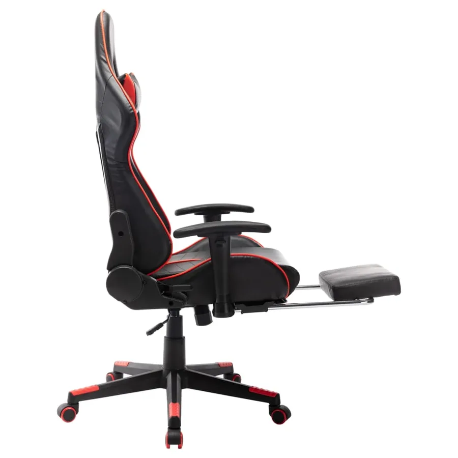 Chaise de jeu avec repose-pied Noir et rouge Cuir artificiel - 6