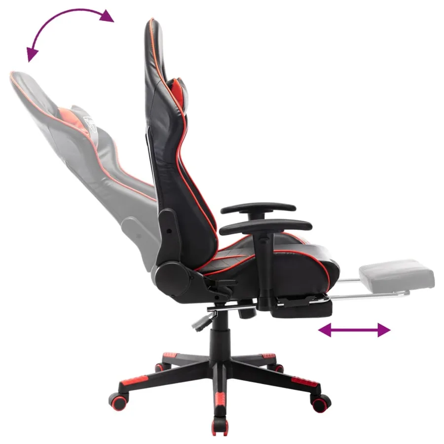 Chaise de jeu avec repose-pied Noir et rouge Cuir artificiel - 7