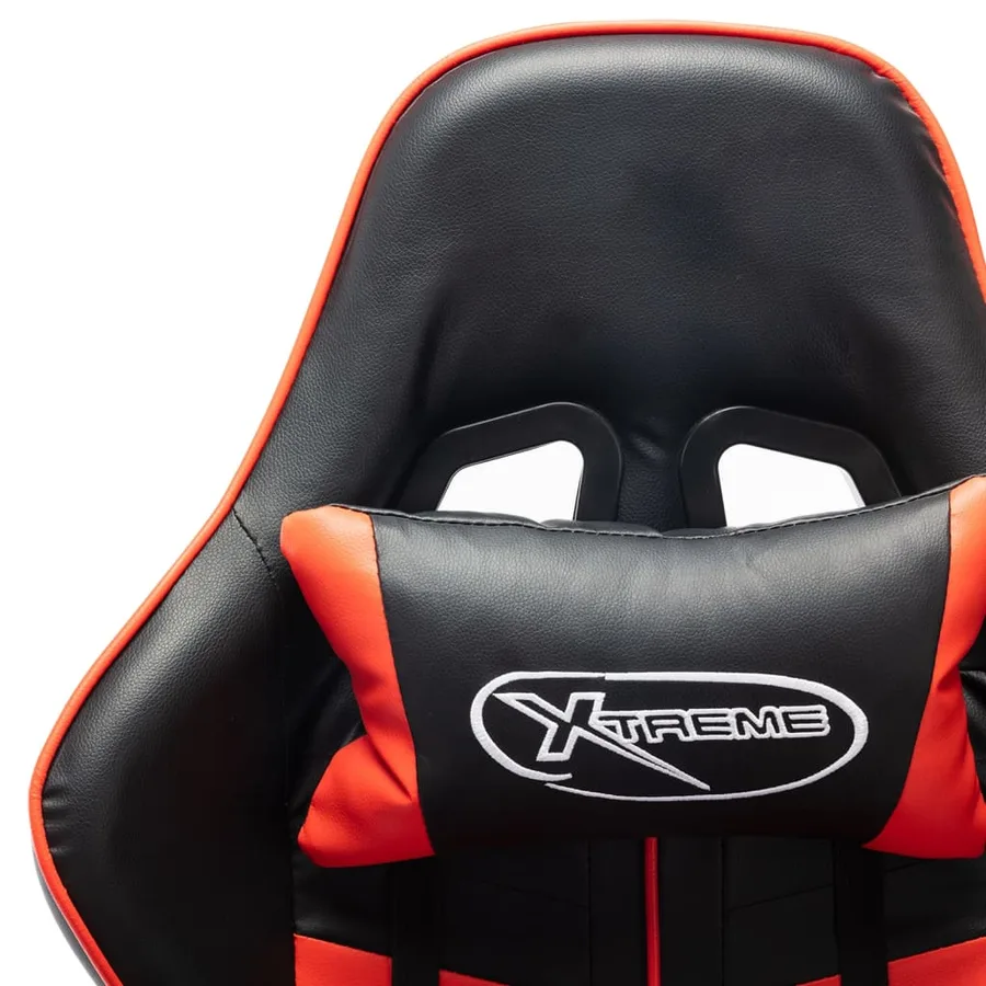 Chaise de jeu avec repose-pied Noir et rouge Cuir artificiel - 8