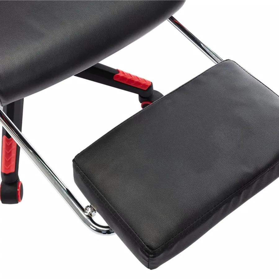 Chaise de jeu avec repose-pied Noir et rouge Cuir artificiel - 9