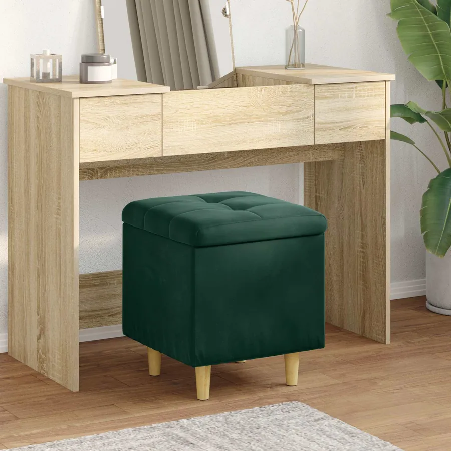 Pouf de rangement Vert foncé 40 x 40 x 45 cm Velours