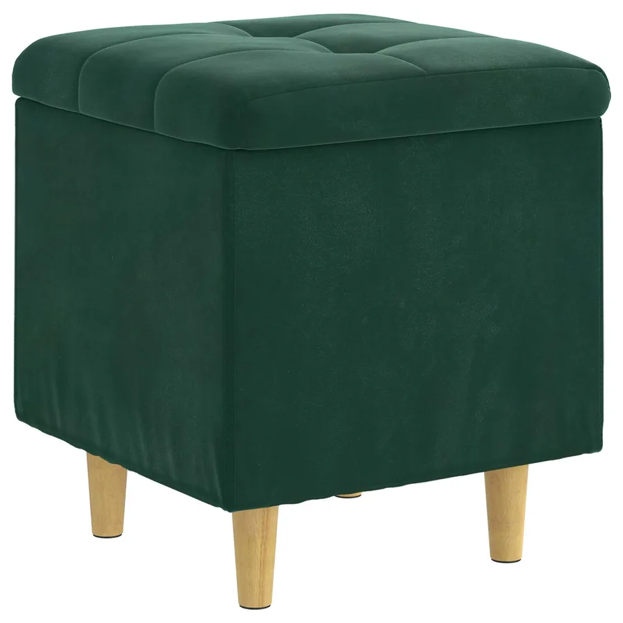 Pouf de rangement Vert foncé 40 x 40 x 45 cm Velours - 2