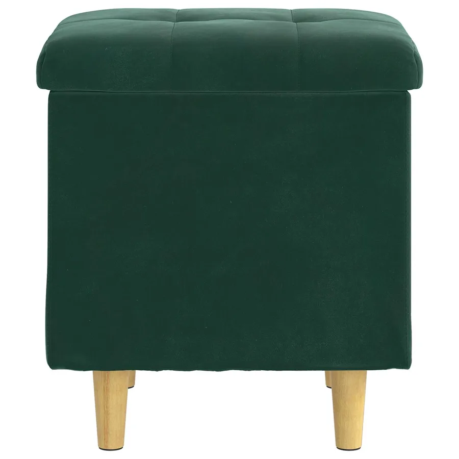Pouf de rangement Vert foncé 40 x 40 x 45 cm Velours - 6