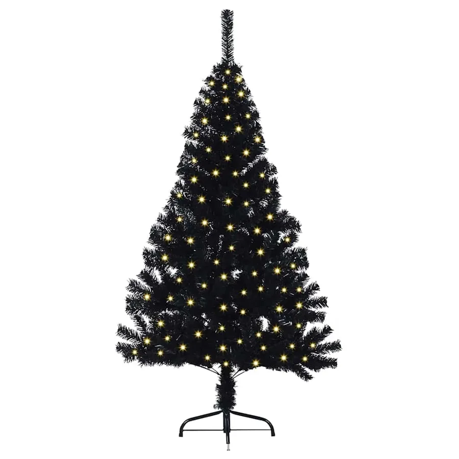 Sapin de Noël artificiel pré-éclairé Noir 150 cm PVC - 3