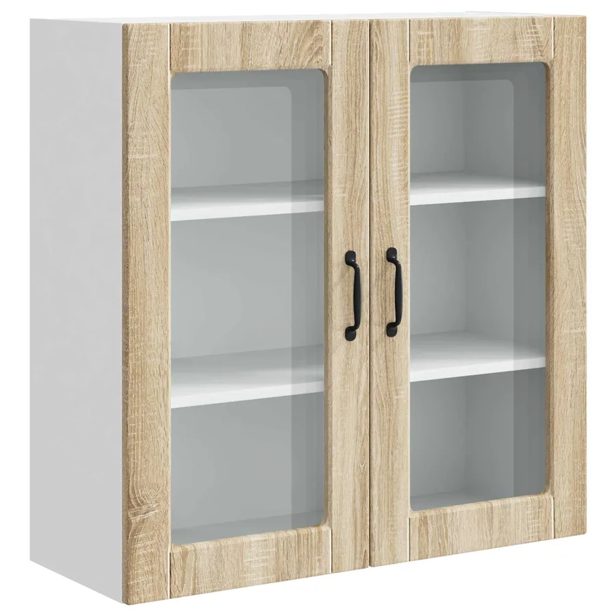 Cabinet en verre mural PORTO Chêne Sonoma 80 x 31 x 80 cm - 2
