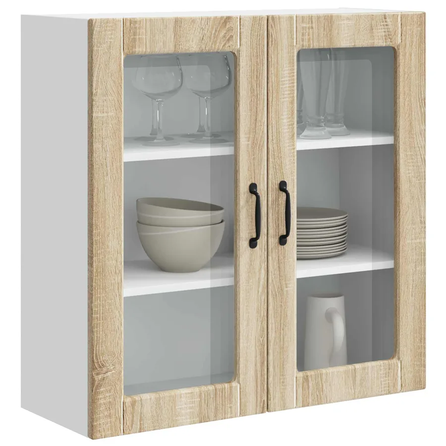 Cabinet en verre mural PORTO Chêne Sonoma 80 x 31 x 80 cm - 3