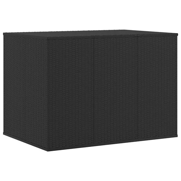 Boîte à coussins de jardin Résine tressée 145x100x103 cm Noir