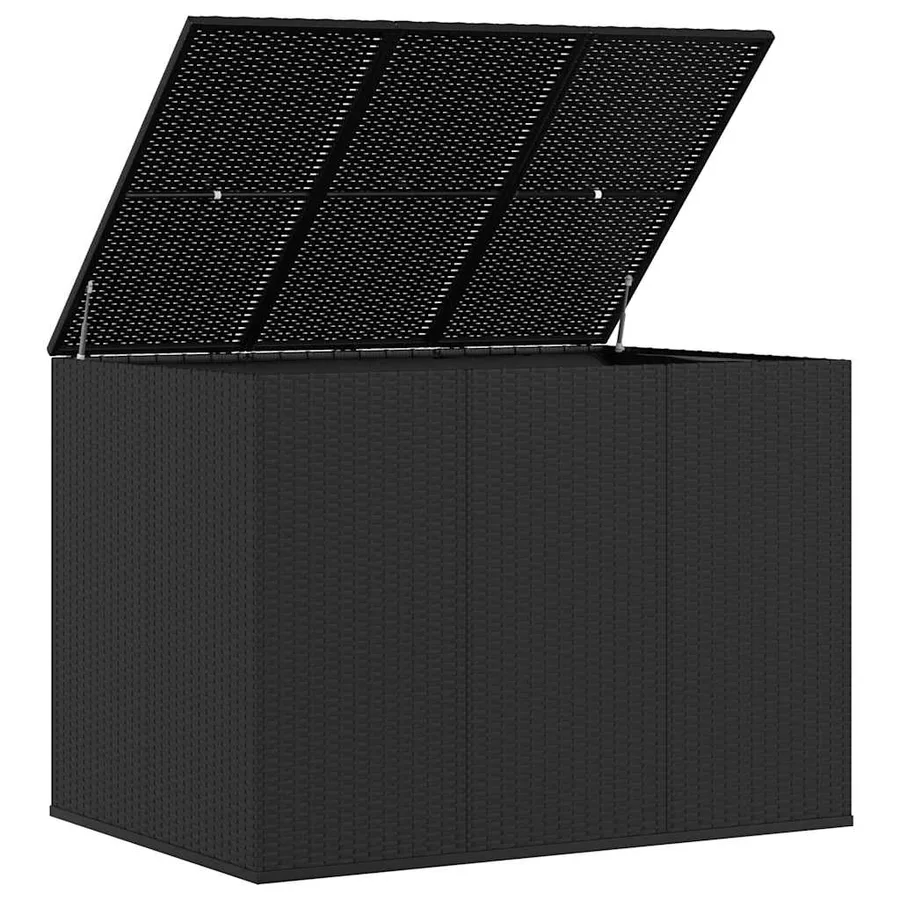 Boîte à coussins de jardin Résine tressée 145x100x103 cm Noir - 3