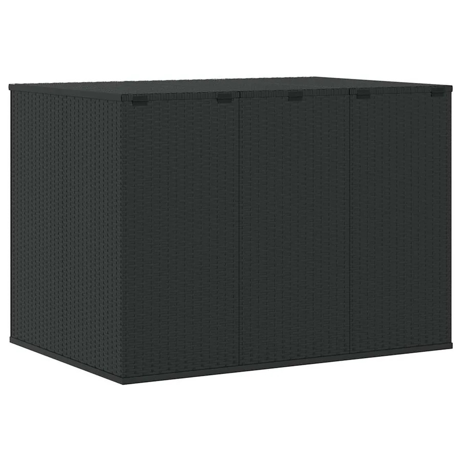 Boîte à coussins de jardin Résine tressée 145x100x103 cm Noir - 4