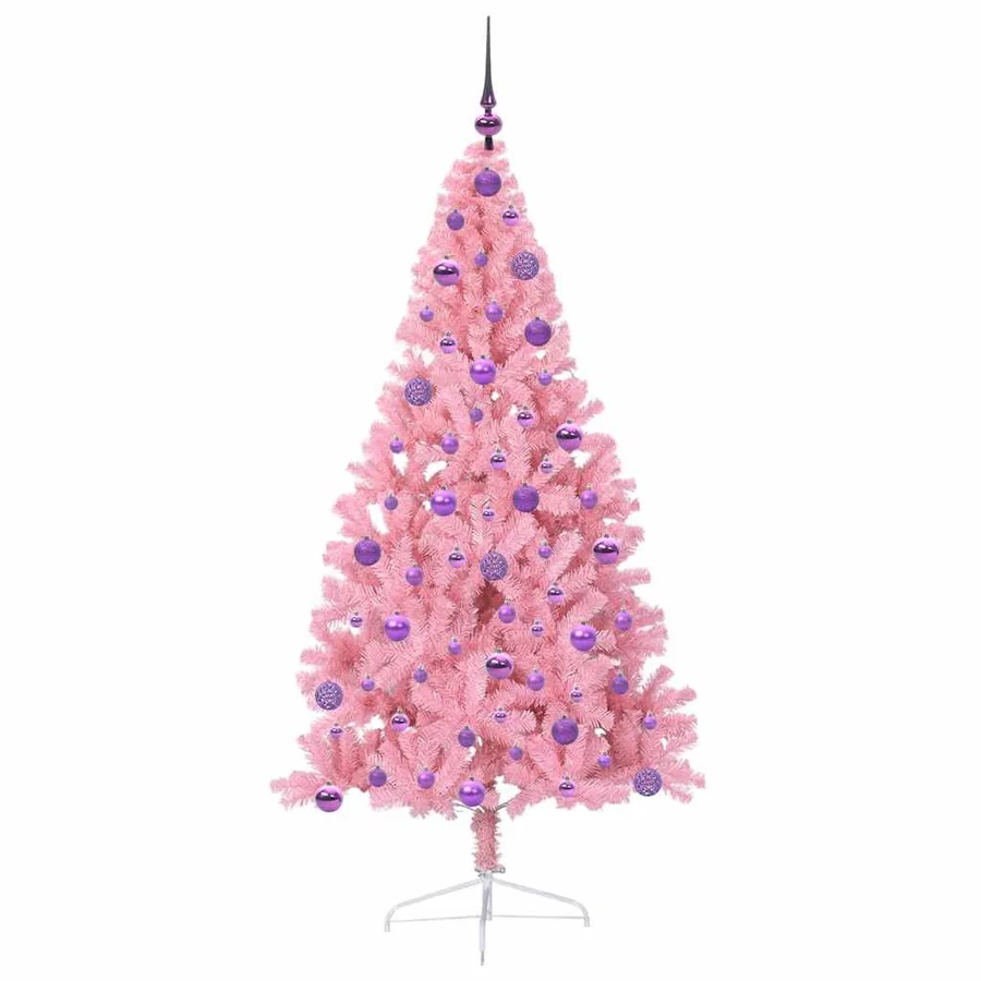 Sapin de Noël artificiel pré-éclairé Rose 180 cm PVC - 4