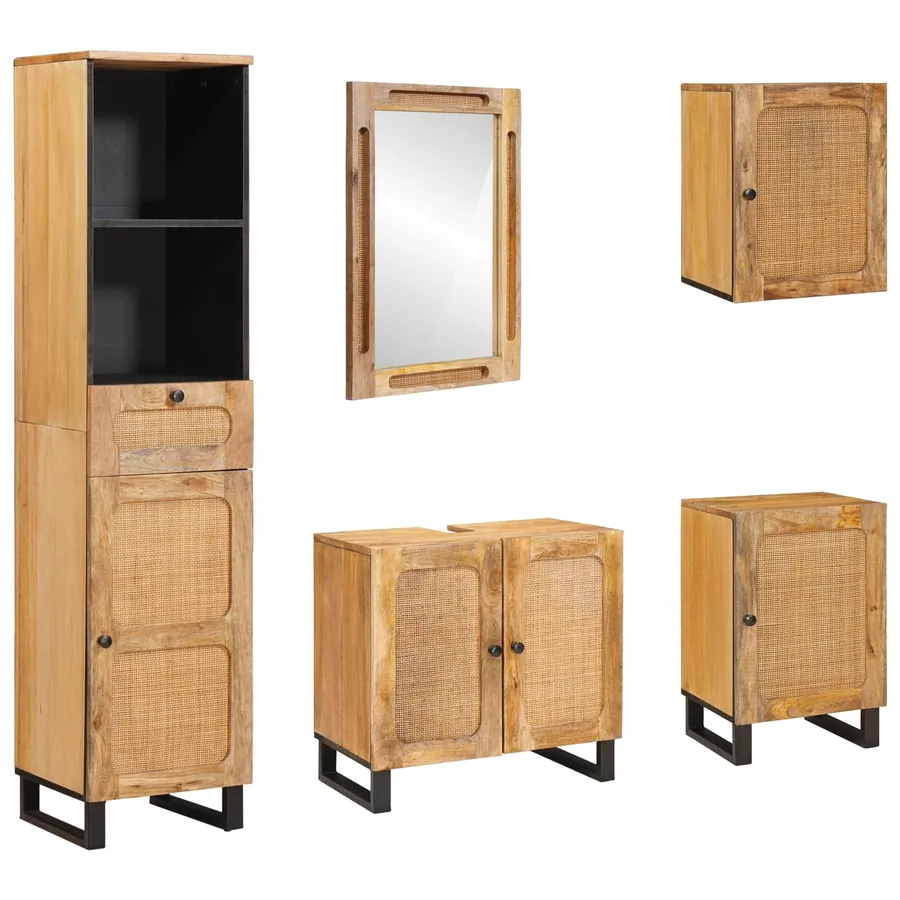 Ensembles de salle de bain Naturel Bois de mangue massif