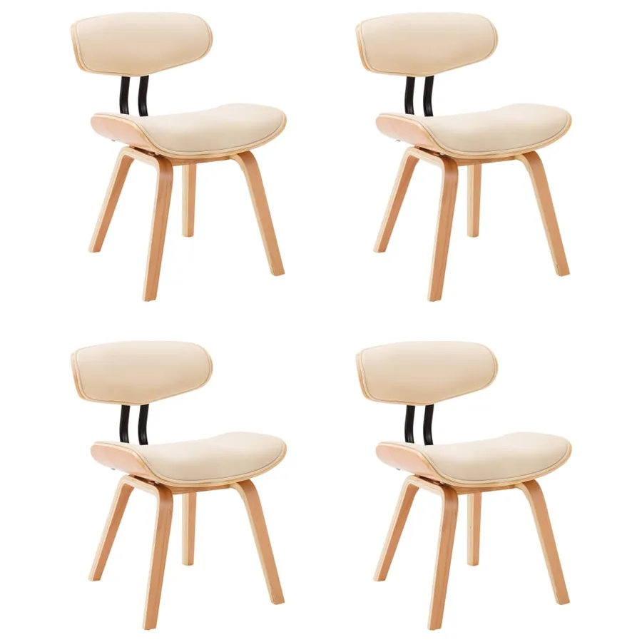 Chaises à manger lot de 4 crème bois courbé et similicuir - 2