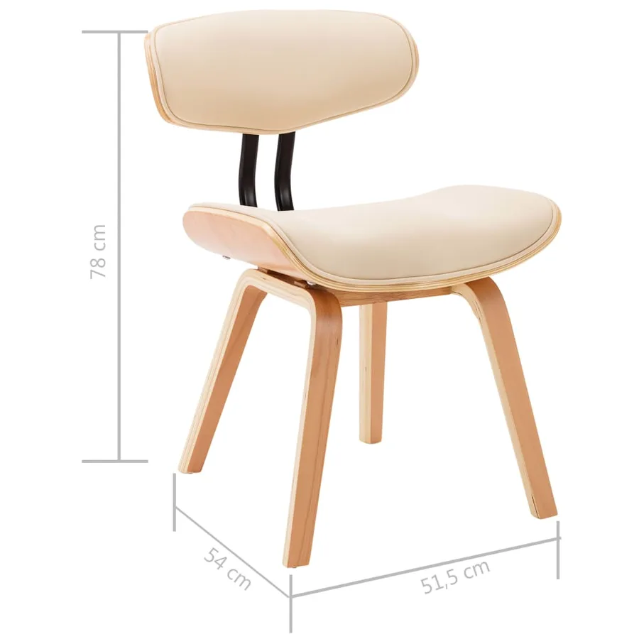 Chaises à manger lot de 4 crème bois courbé et similicuir - 8