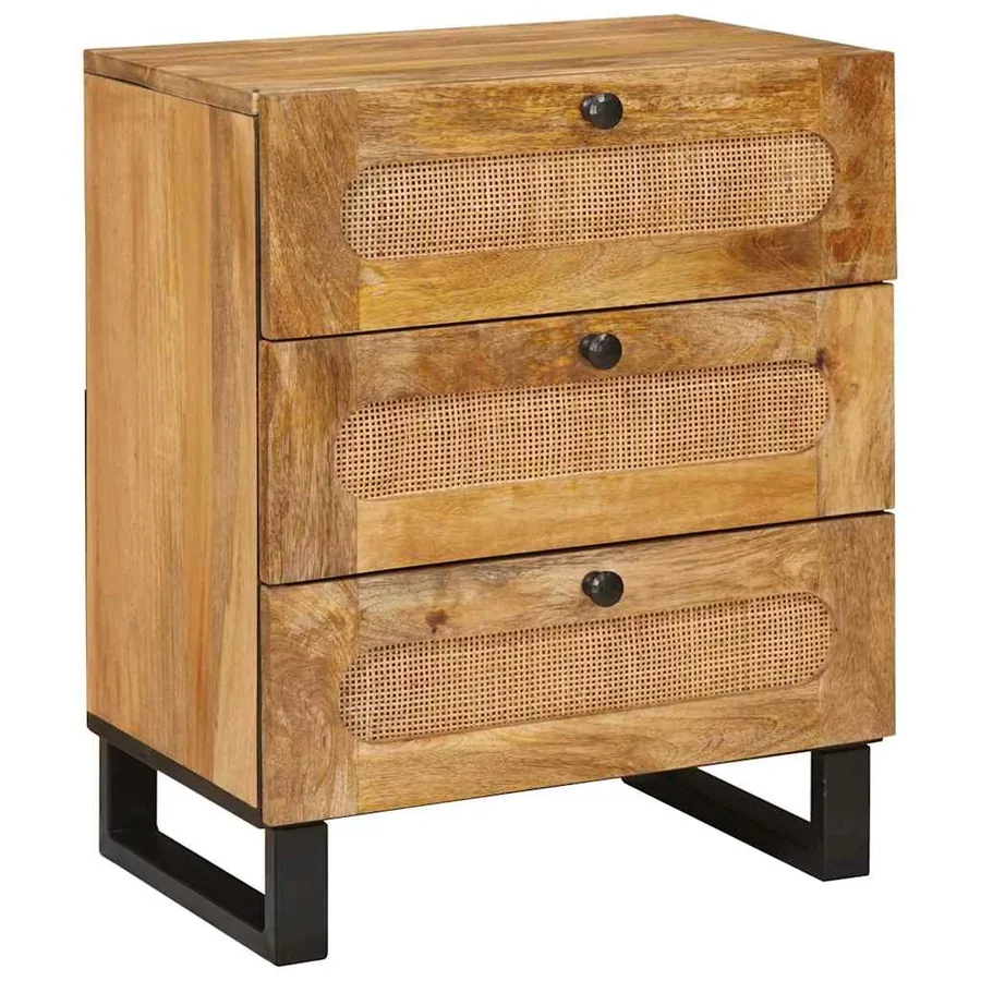 Cabinet de chevet Naturel 50 x 33 x 62 cm Bois de mangue massif