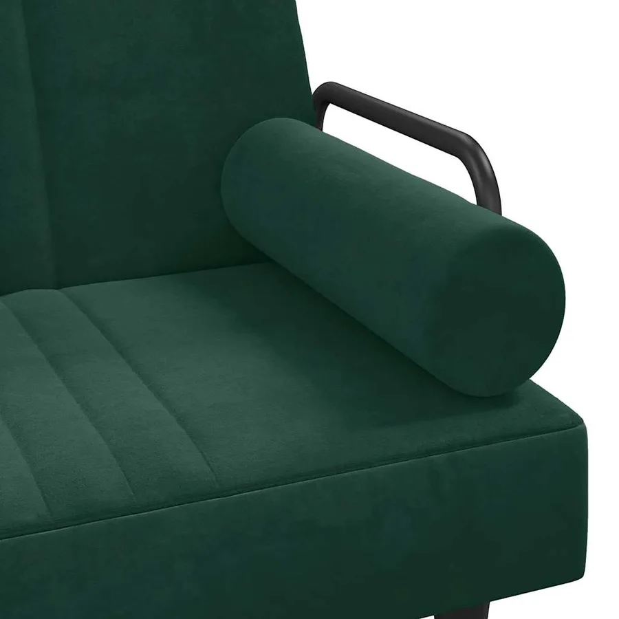 Canapé-lit avec accoudoirs vert foncé velours - 9