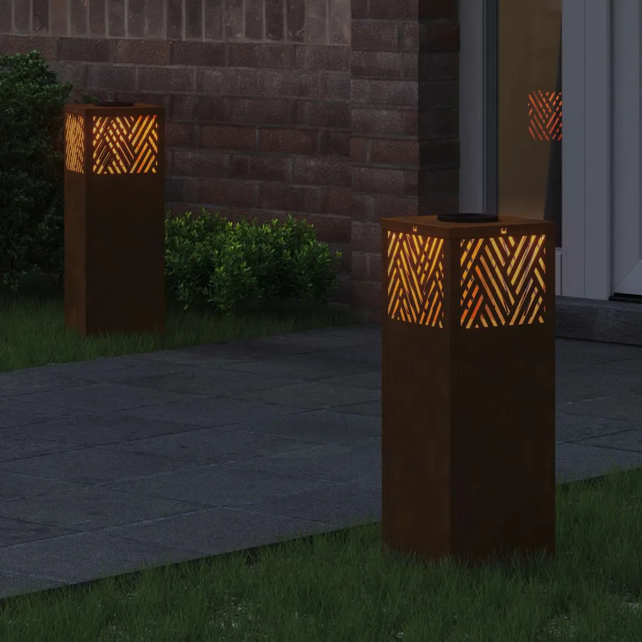 Lumière de chemin LED solaire 2 pcs Blanc chaud 18 x 18 x 50 cm - 3