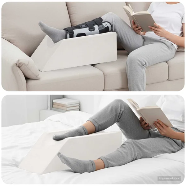Coussin pour les jambes Uni Blanc 68 x 25 x 21,5 cm Mousse PU