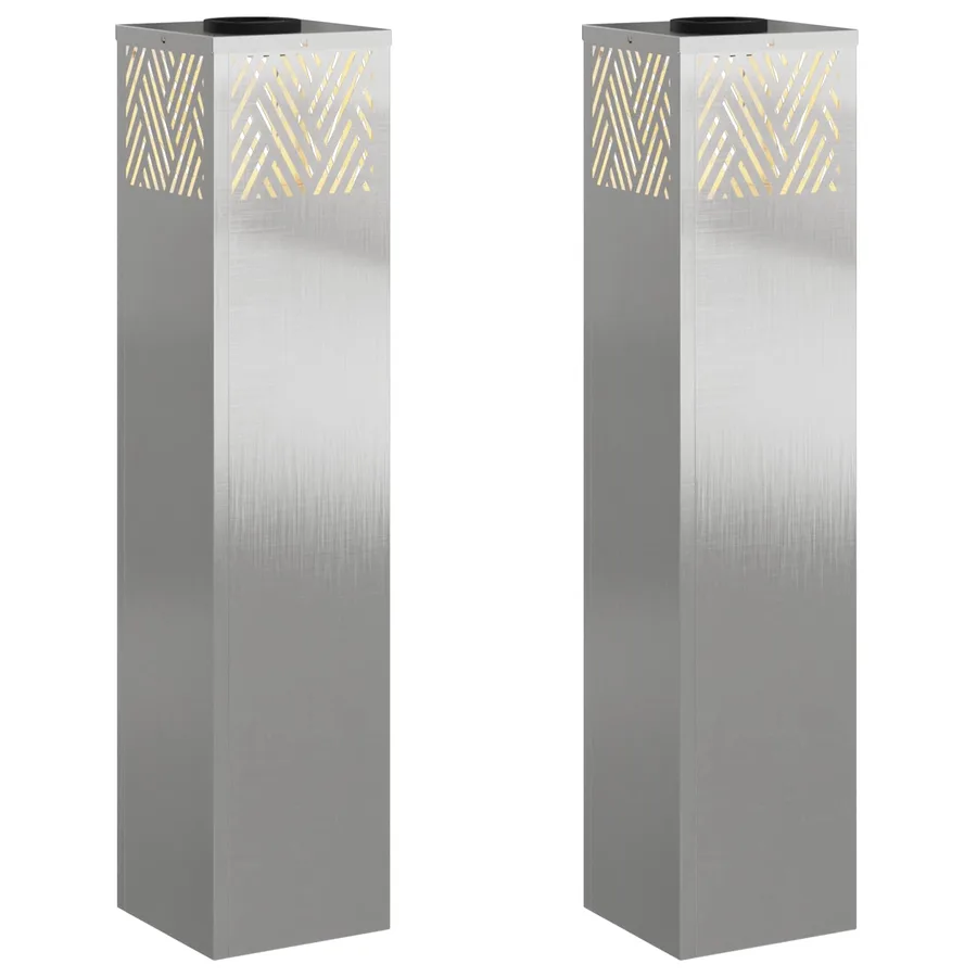 Lumière de chemin LED solaire 2 pcs Blanc chaud 18 x 18 x 80 cm - 2