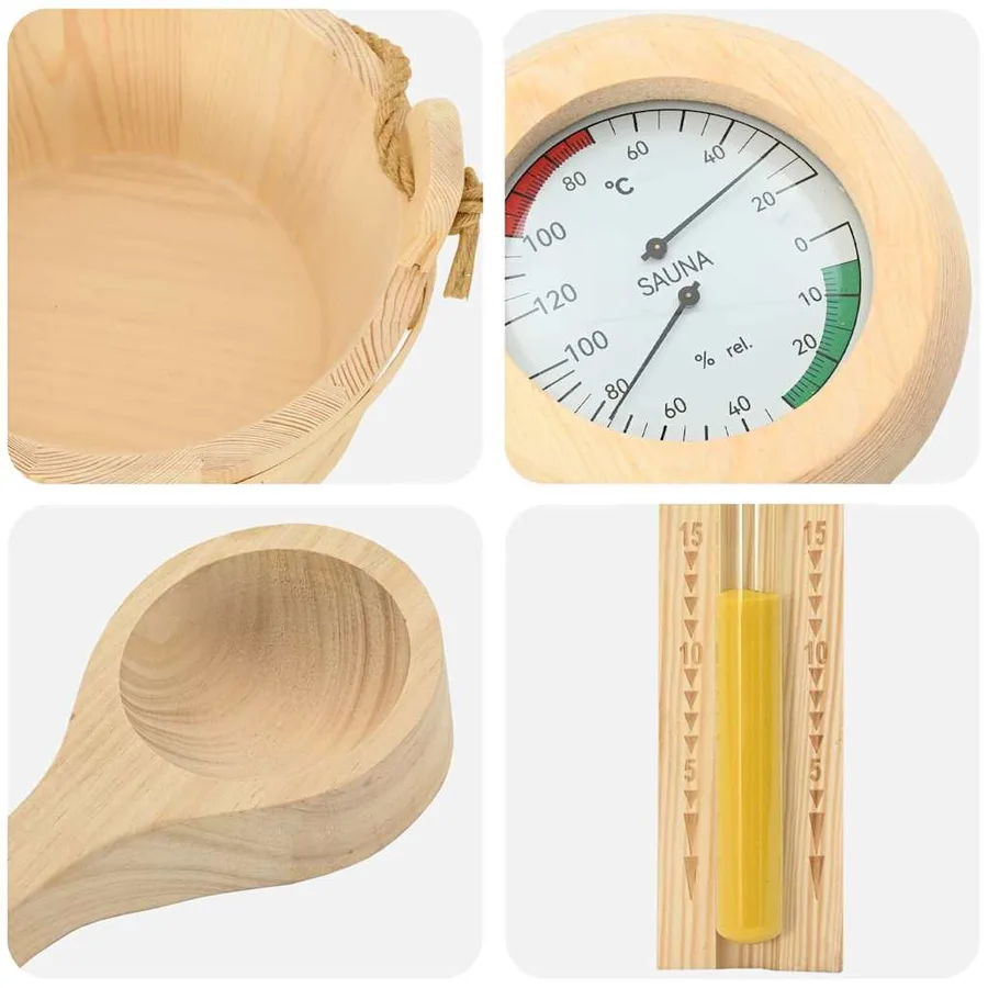 Ensemble d'accessoires de sauna 4 pcs Marron - 11