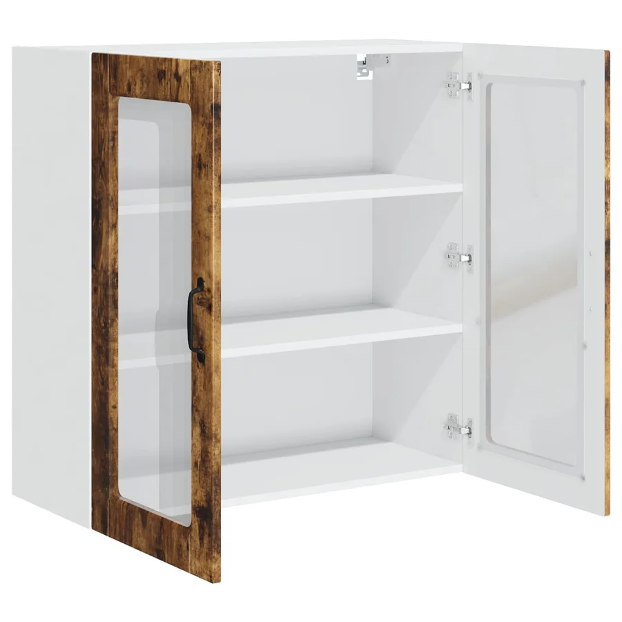 Cabinet en verre mural PORTO Chêne fumé 80 x 31 x 80 cm - 5