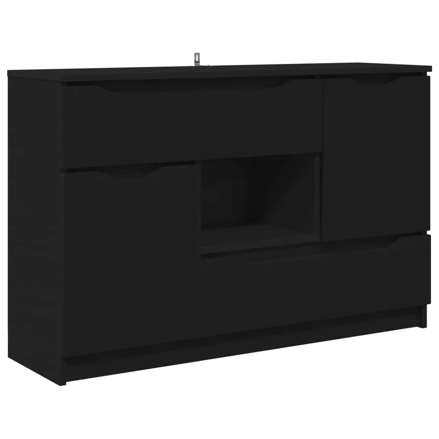 Buffet avec tiroir Noir 100 x 30 x 65,6 Bois d'ingénierie - 2